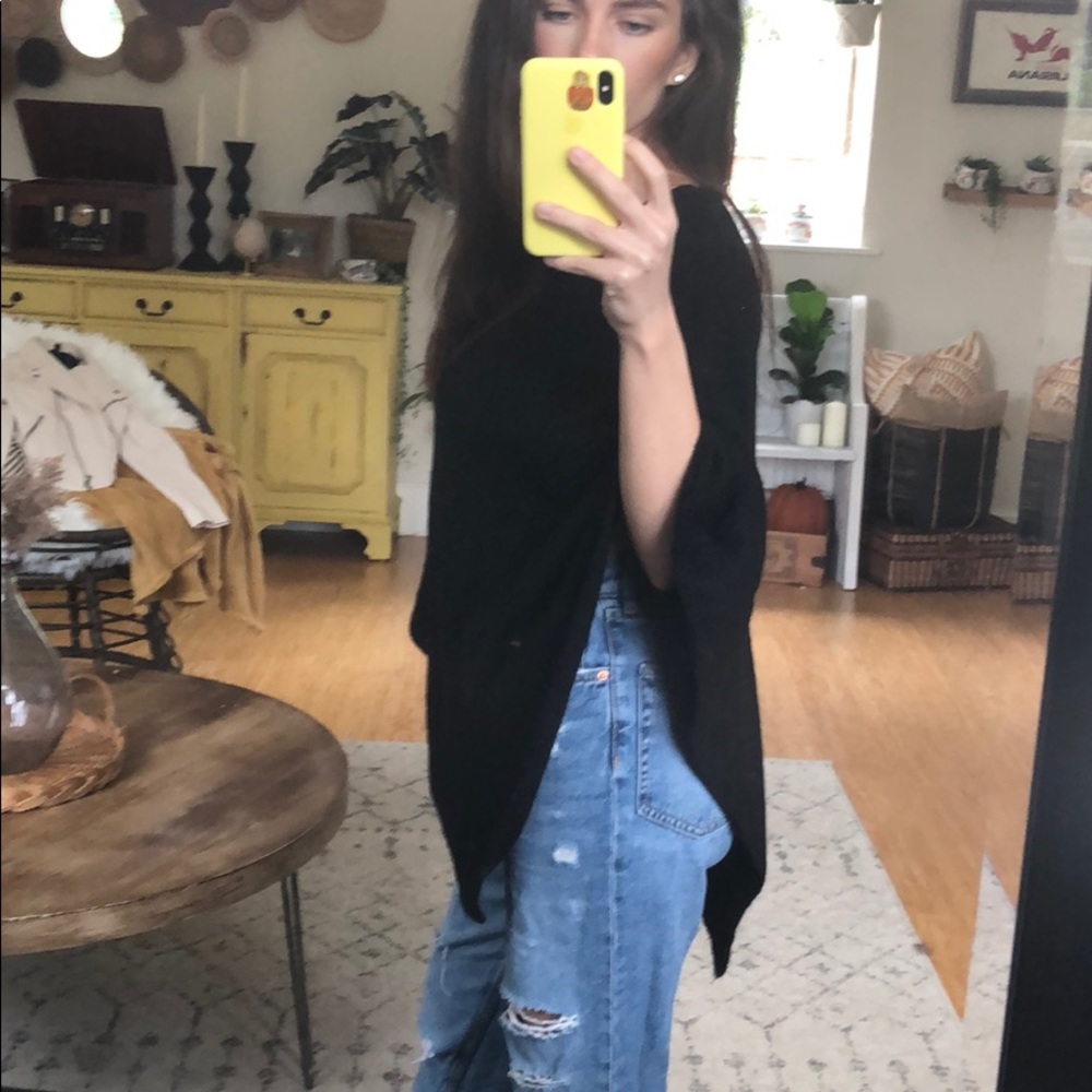 Black short sleeve poncho